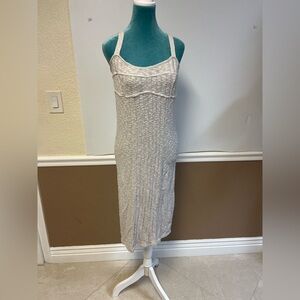 Free People Cream Knit Midi Dress – Slim Fit Spaghetti Strap Size M‎